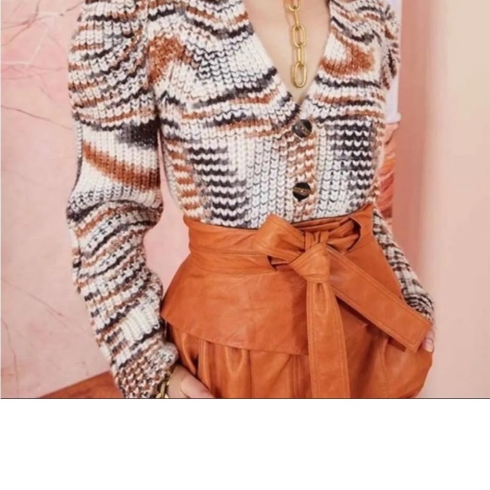 Ulla Johnson wool striped Greta cardigan puff sleeve size medium